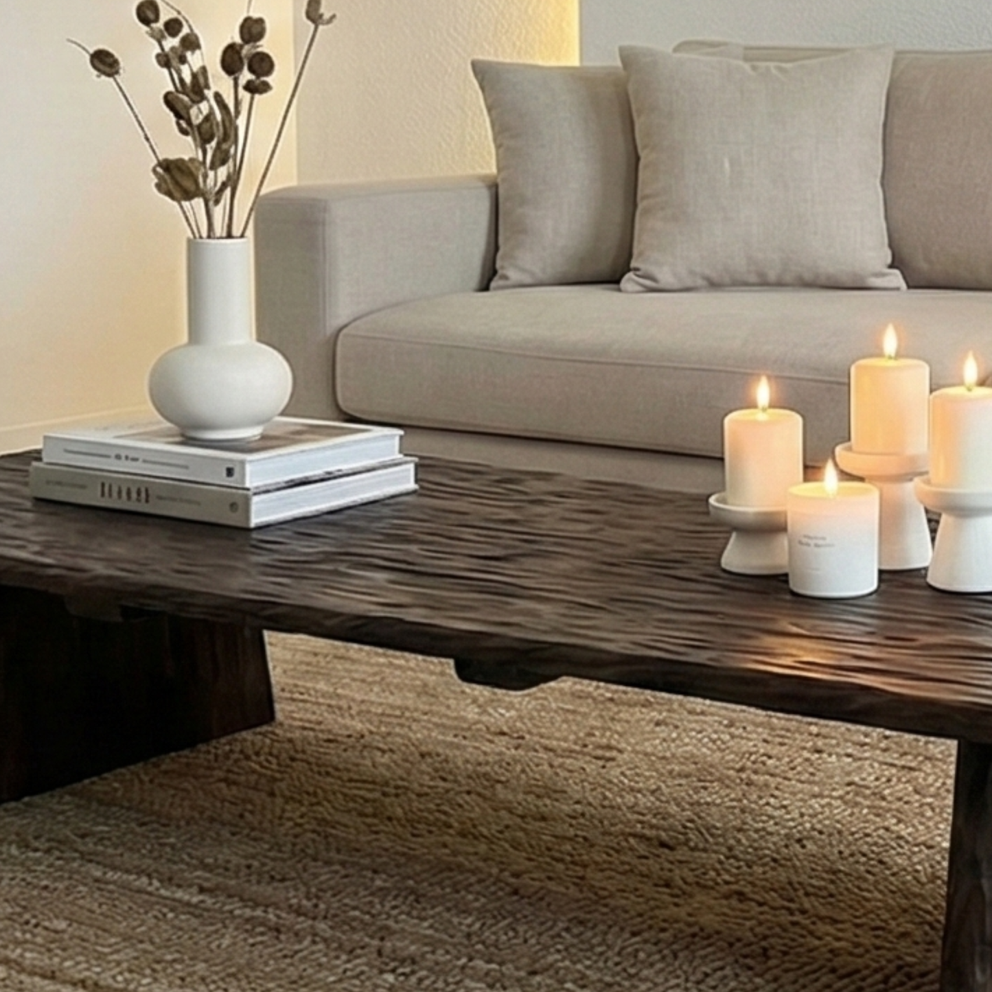 Live Edge Solid Wood Coffee Table – Rustic Low Dining & Living Room Table, Handmade Reclaimed Wood - Bespoke Wood TTK