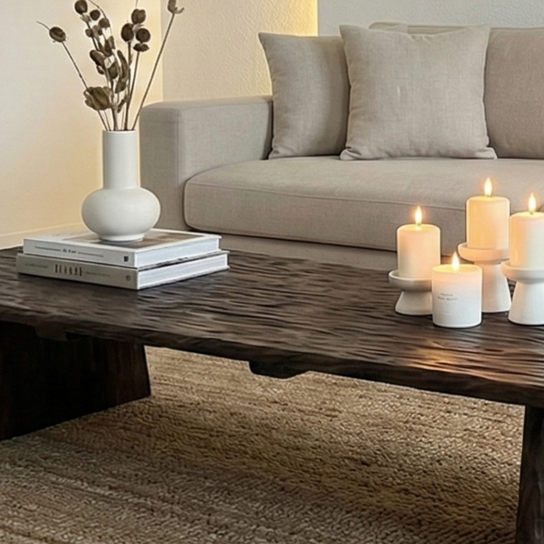 Live Edge Solid Wood Coffee Table – Rustic Low Dining & Living Room Table, Handmade Reclaimed Wood - Bespoke Wood TTK