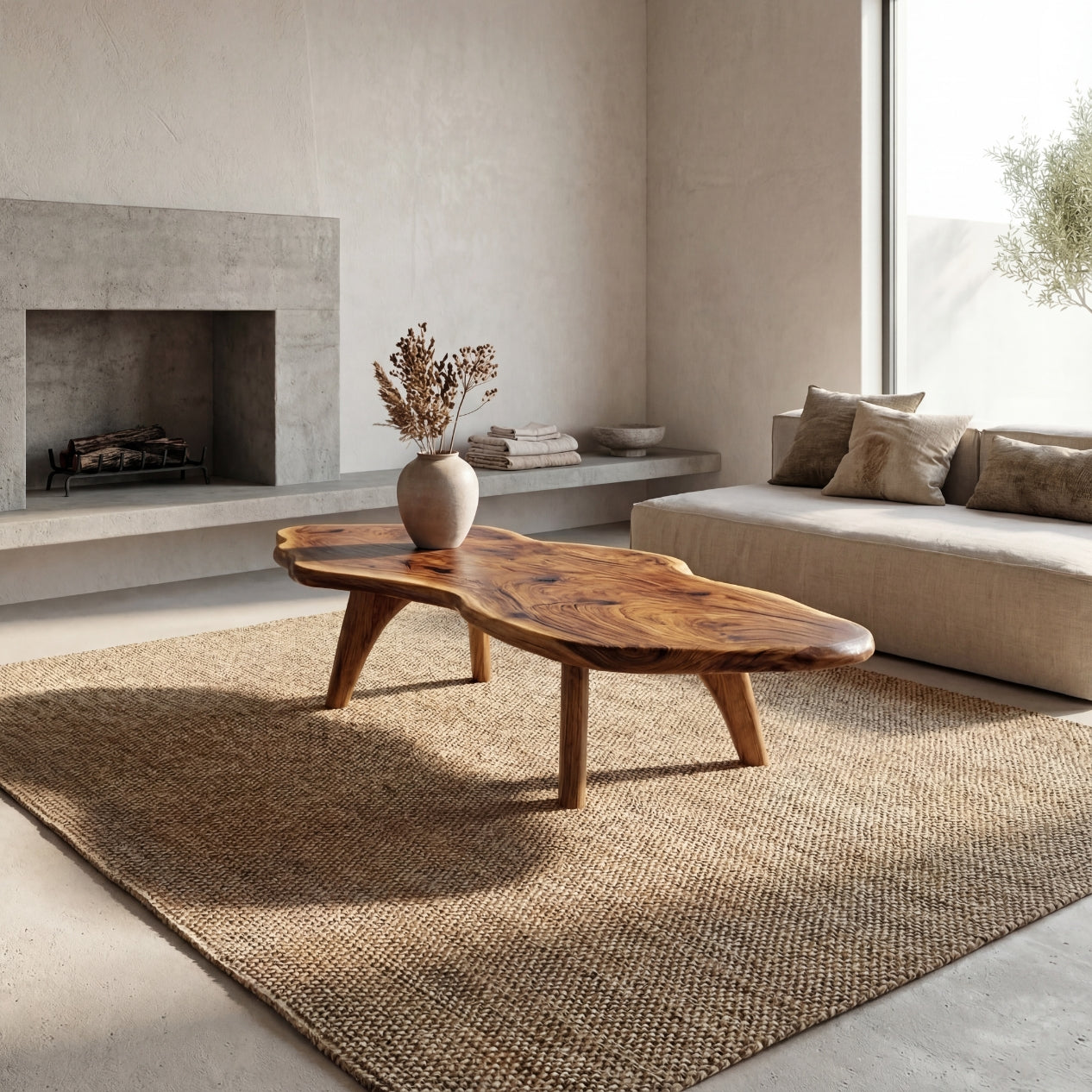 Mid-Century Modern Live Edge Coffee Table – Solid Wood Centerpiece for Living Room - Bespoke Wood TTK