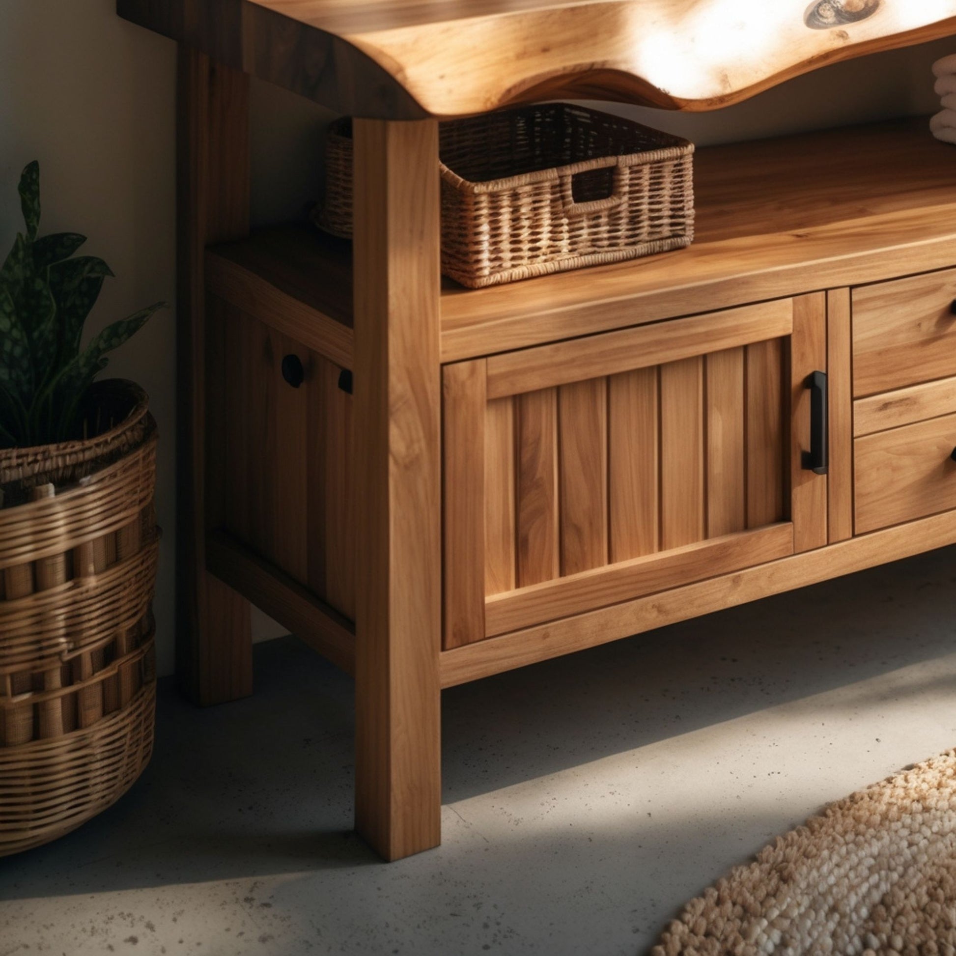 Luxury Live Edge Solid Wood Bathroom Vanity – Handmade Custom Sink Cabinet - Bespoke Wood TTK