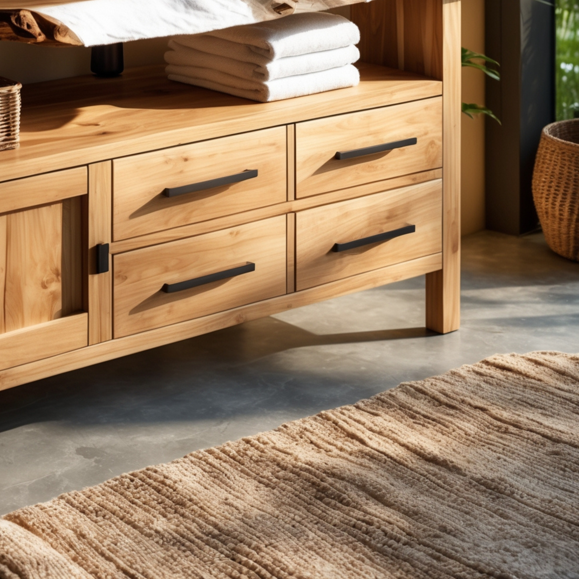 Luxury Live Edge Bathroom Vanity – Real Hardwood, Modern Rustic Japandi Design - Bespoke Wood TTK
