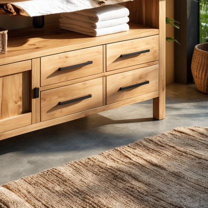 Luxury Live Edge Bathroom Vanity – Real Hardwood, Modern Rustic Japandi Design - Bespoke Wood TTK