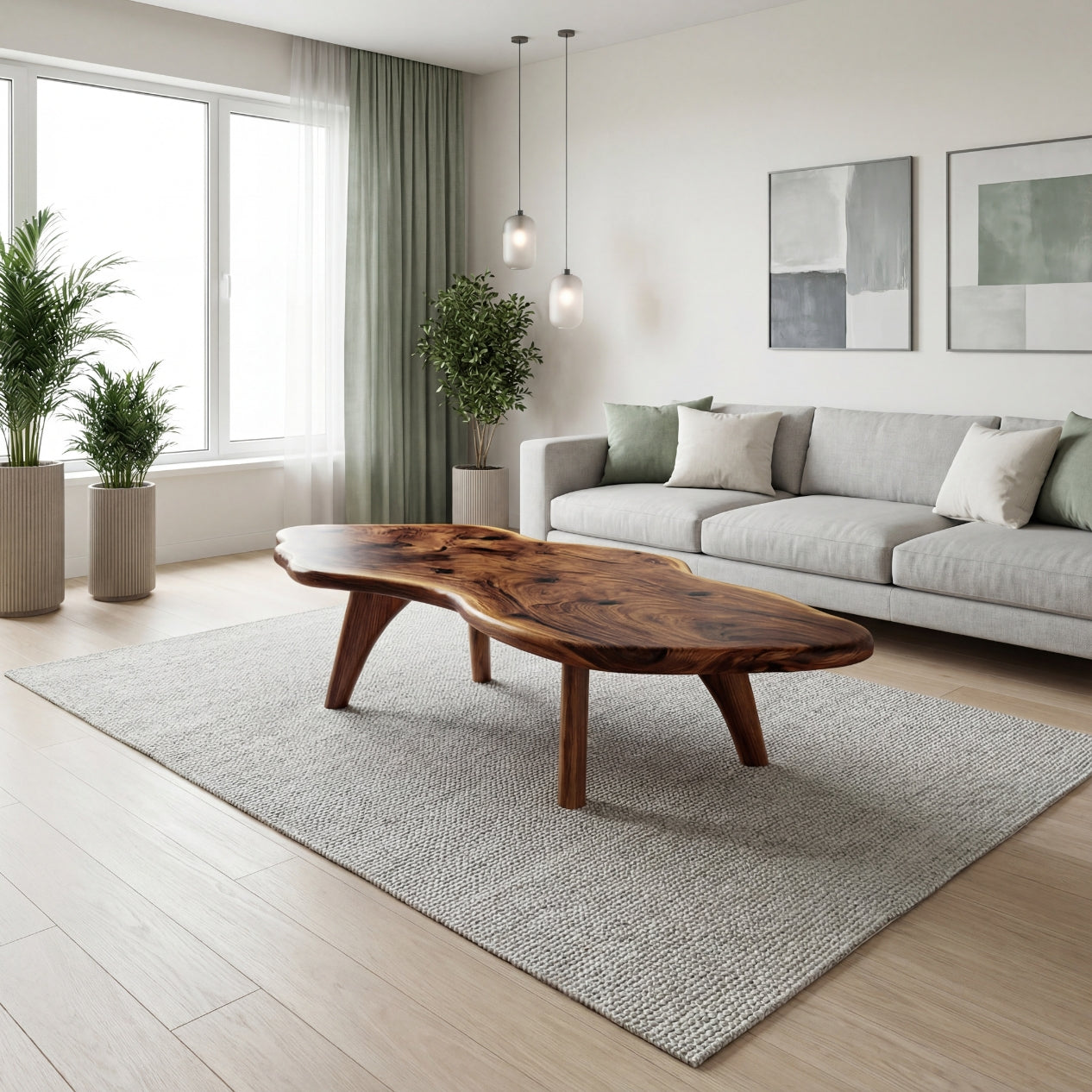 Mid-Century Modern Live Edge Coffee Table – Solid Wood Centerpiece for Living Room - Bespoke Wood TTK