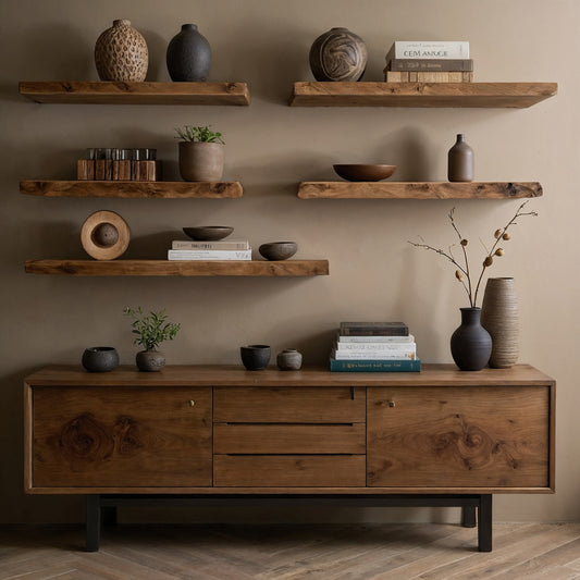 Aurawood Wall Shelf – Live Edge Solid Wood Floating Display for Artistic Homes - Bespoke Wood TTK