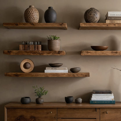 Aurawood Wall Shelf – Live Edge Solid Wood Floating Display for Artistic Homes - Bespoke Wood TTK