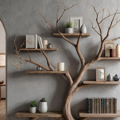 BranchNest Tree Bookshelf | Rustic Driftwood Wall-Mounted Bookcase - Bespoke Wood TTK