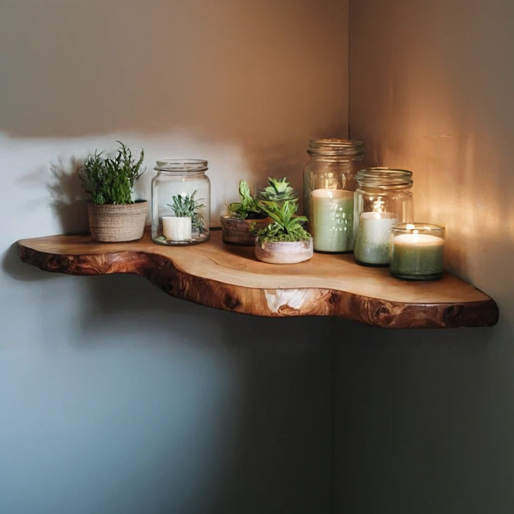 GrainNest Live Edge Floating Shelves | Rustic Solid Wood Wall Decor - Bespoke Wood TTK