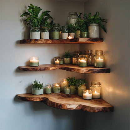 GrainNest Live Edge Floating Shelves | Rustic Solid Wood Wall Decor - Bespoke Wood TTK
