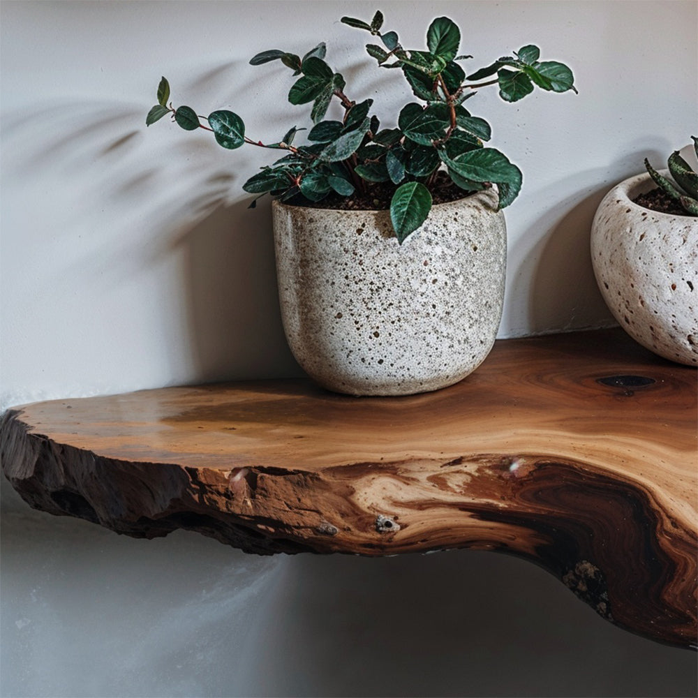 GrainNest Live Edge Floating Shelves | Rustic Solid Wood Wall Decor - Bespoke Wood TTK