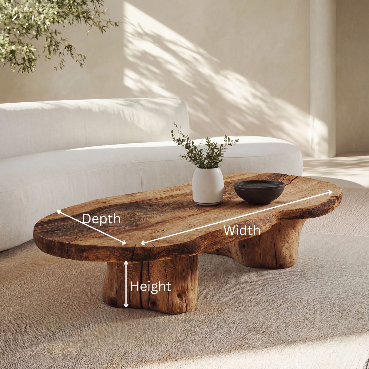 Solid Wood Coffee Table – Handmade Organic Low Table - Bespoke Wood TTK