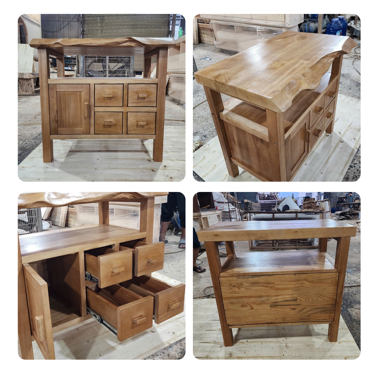 Live Edge Solid Wood Bathroom Vanity – Rustic Handmade Wood Sink Cabinet, Custom Natural Wood Vanity - Bespoke Wood TTK