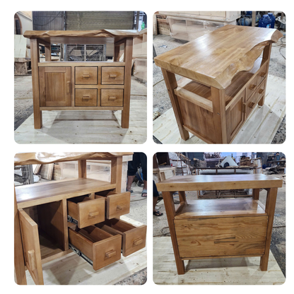 Live Edge Solid Wood Bathroom Vanity – Rustic Handmade Wood Sink Cabinet, Custom Natural Wood Vanity - Bespoke Wood TTK