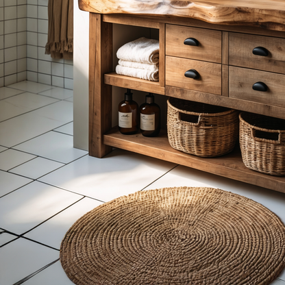 Live Edge Solid Wood Bathroom Vanity – Rustic Handmade Wood Sink Cabinet, Custom Natural Wood Vanity - Bespoke Wood TTK