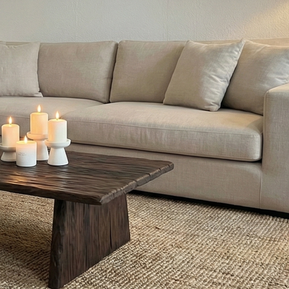 Live Edge Solid Wood Coffee Table – Rustic Low Dining & Living Room Table, Handmade Reclaimed Wood - Bespoke Wood TTK