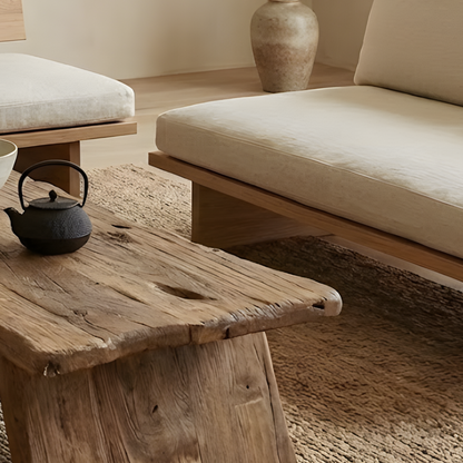Live Edge Solid Wood Coffee Table – Rustic Low Dining & Living Room Table, Handmade Reclaimed Wood Slab - Bespoke Wood TTK