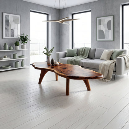 Mid-Century Modern Live Edge Coffee Table – Solid Wood Centerpiece for Living Room - Bespoke Wood TTK
