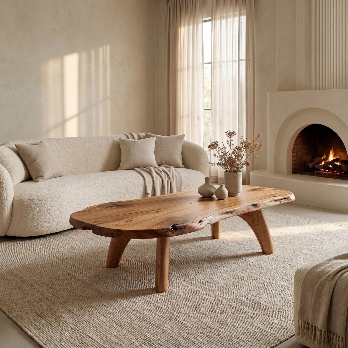 Mid-Century Modern Live Edge Coffee Table – Solid Wood Centerpiece for Living Room - Bespoke Wood TTK