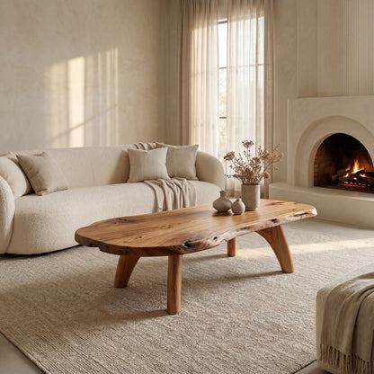 Mid-Century Modern Live Edge Coffee Table – Solid Wood Centerpiece for Living Room - Bespoke Wood TTK