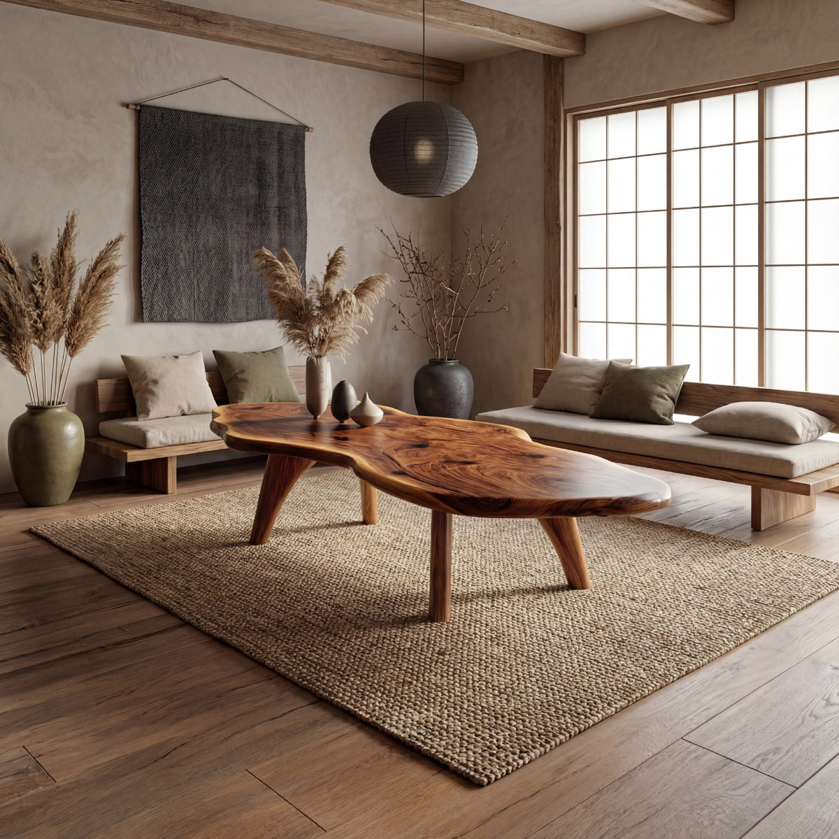 Mid-Century Modern Live Edge Coffee Table – Solid Wood Centerpiece for Living Room - Bespoke Wood TTK