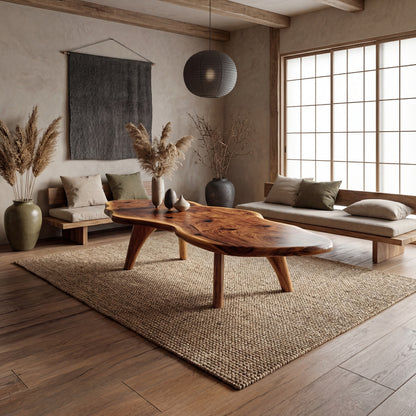 Mid-Century Modern Live Edge Coffee Table – Solid Wood Centerpiece for Living Room - Bespoke Wood TTK