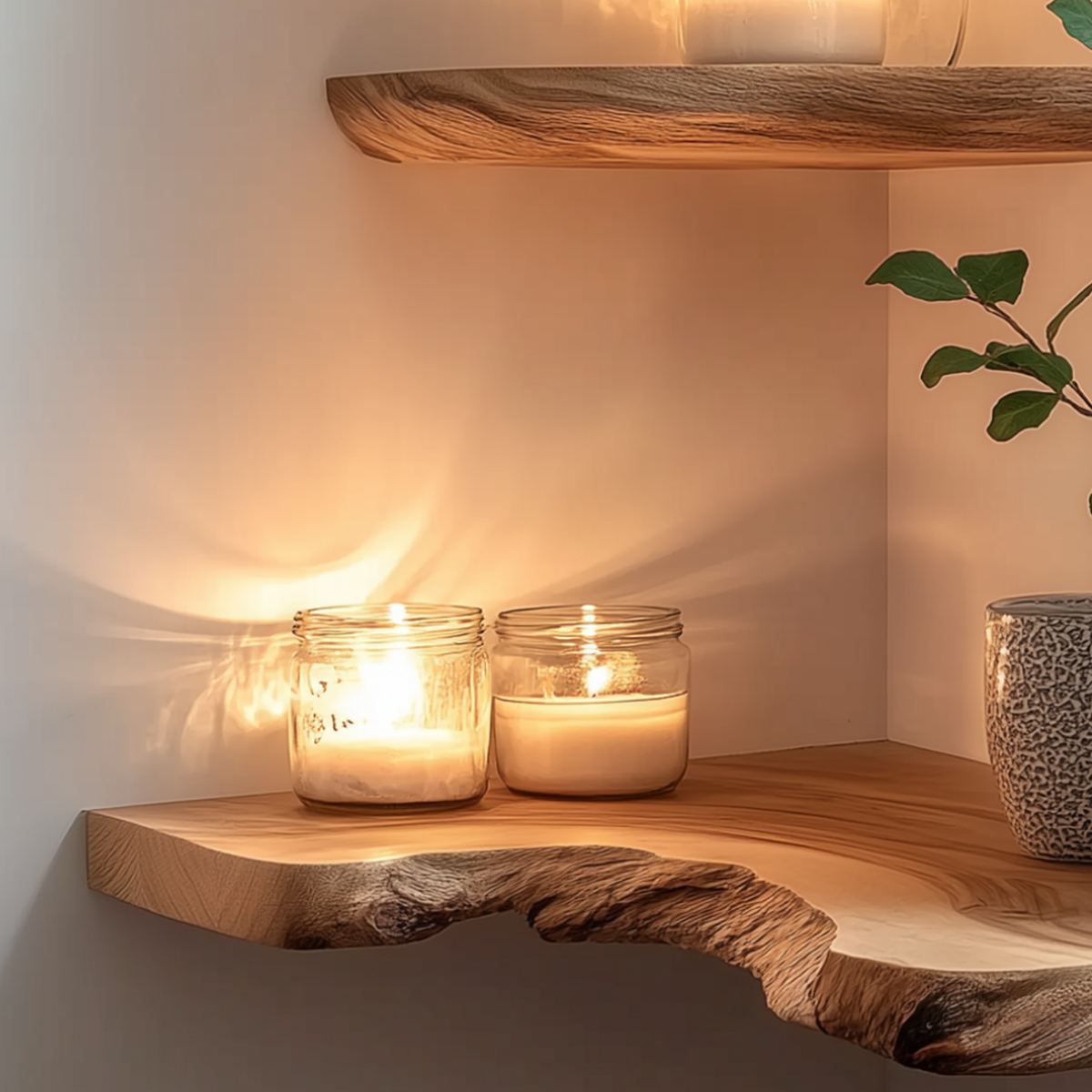 Nestloom Corner Floating Shelf - Live Edge Solid Wood Nursery & Farmhouse Wall Accent