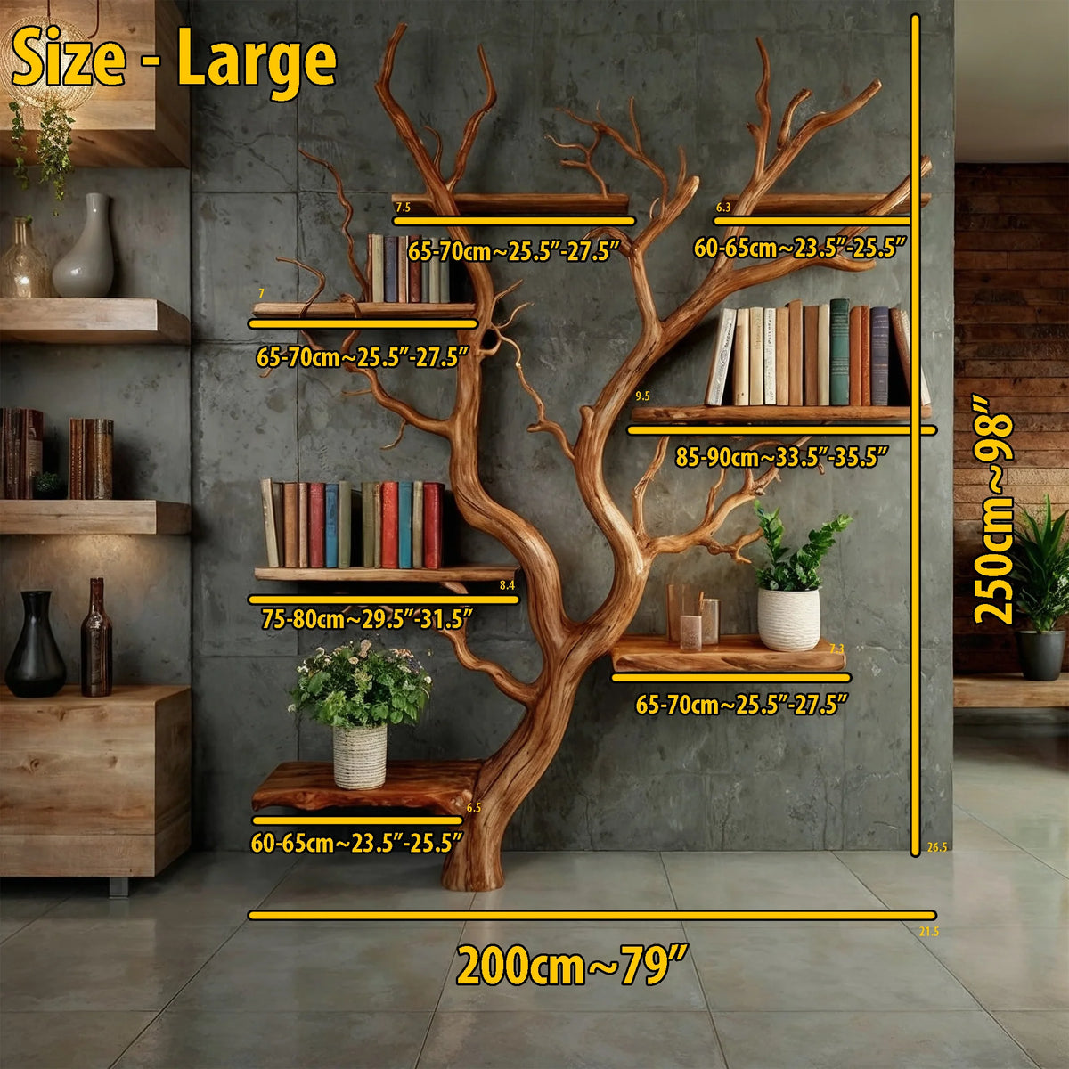 RootCraft Tree Bookshelf | Handmade Driftwood Wall Mounted Bookcase - Bespoke Wood TTK