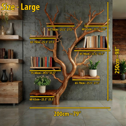 RootCraft Tree Bookshelf | Handmade Driftwood Wall Mounted Bookcase - Bespoke Wood TTK