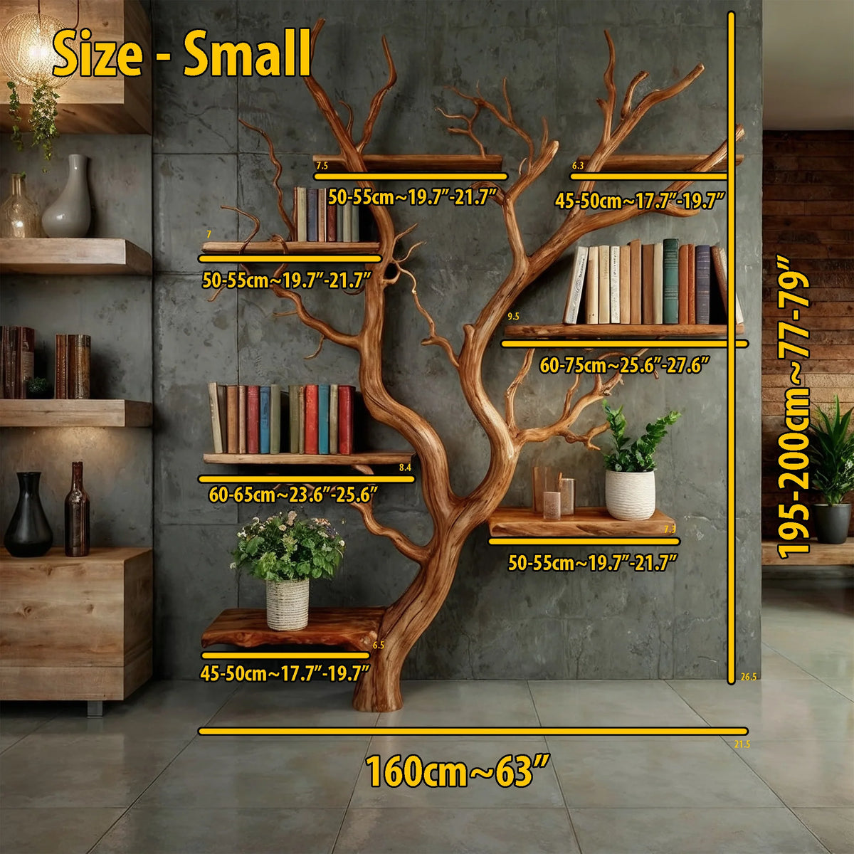RootCraft Tree Bookshelf | Handmade Driftwood Wall Mounted Bookcase - Bespoke Wood TTK