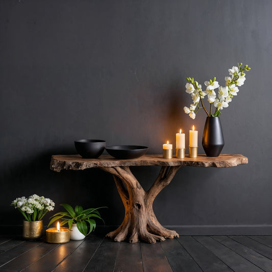 Rootline Entry Console – Modern Live Edge Narrow Wood Hallway Table - Bespoke Wood TTK