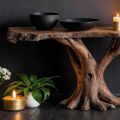 Rootline Entry Console – Modern Live Edge Narrow Wood Hallway Table - Bespoke Wood TTK