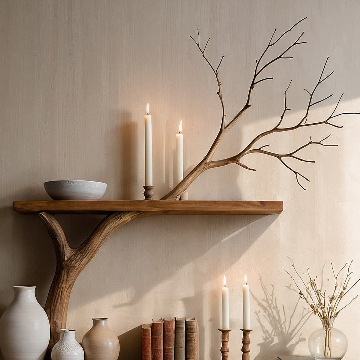 TrunkRise Tree Console Table – Sculpted Wood Entryway Art Piece - Bespoke Wood TTK