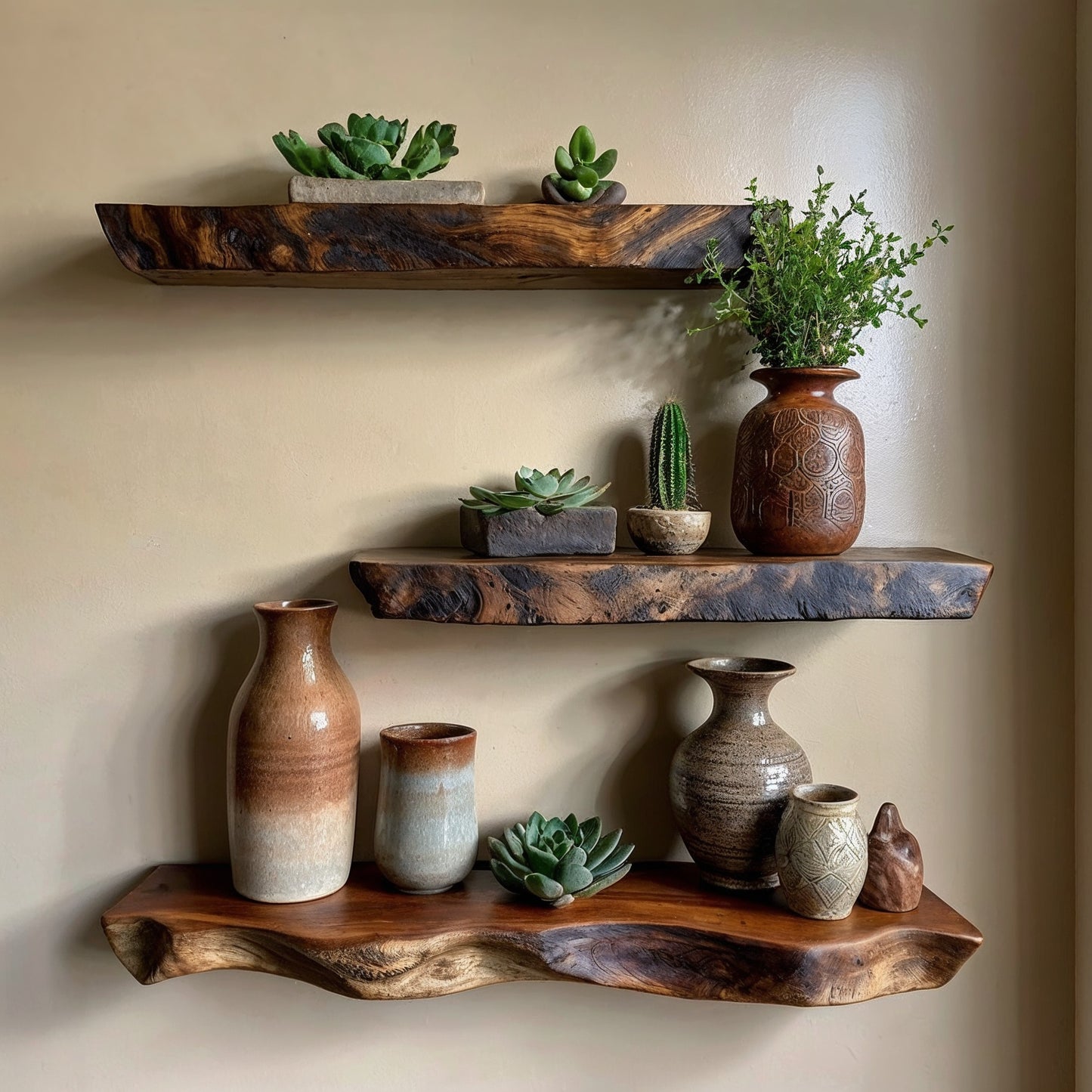 RustiFloat Floating Shelf | Live Edge Solid Wood Wall Decor - Bespoke Wood TTK