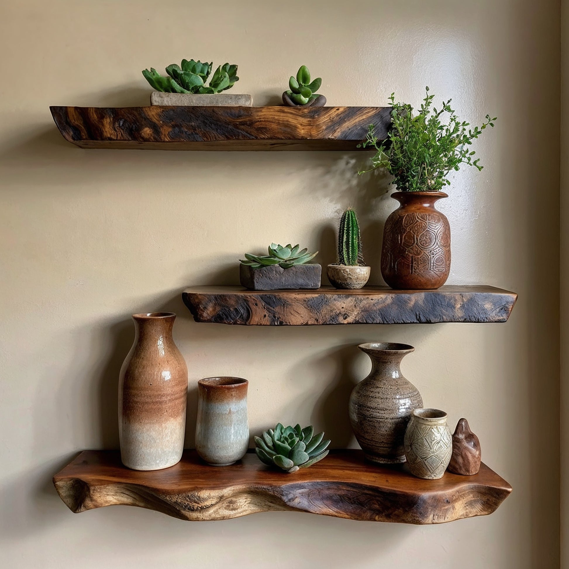 RustiFloat Floating Shelf | Live Edge Solid Wood Wall Decor - Bespoke Wood TTK