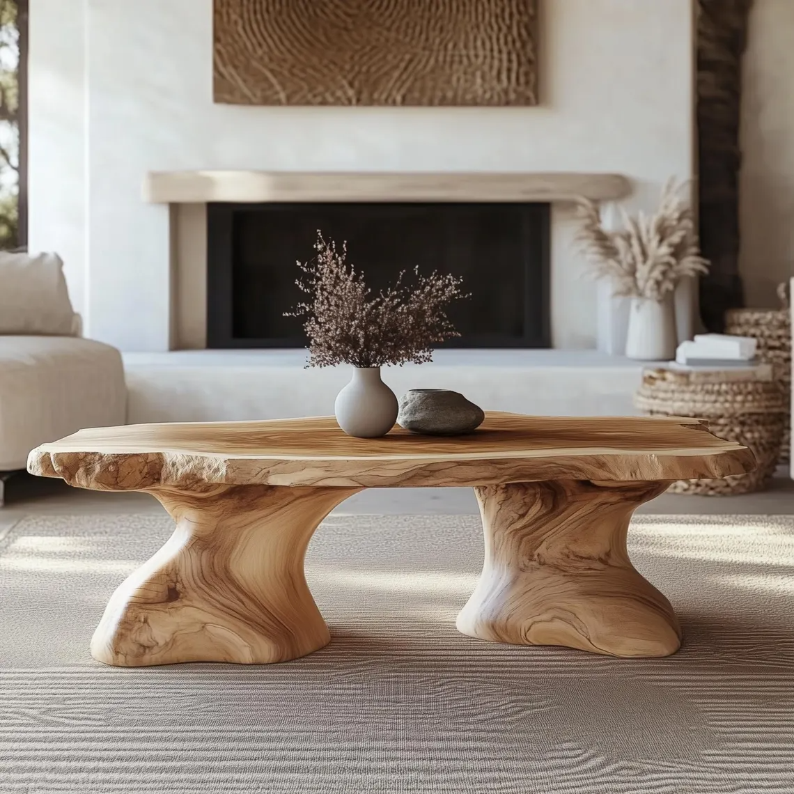 Organic Modern Sculptural Coffee Table – Japandi Wabi-Sabi Design - Bespoke Wood TTK