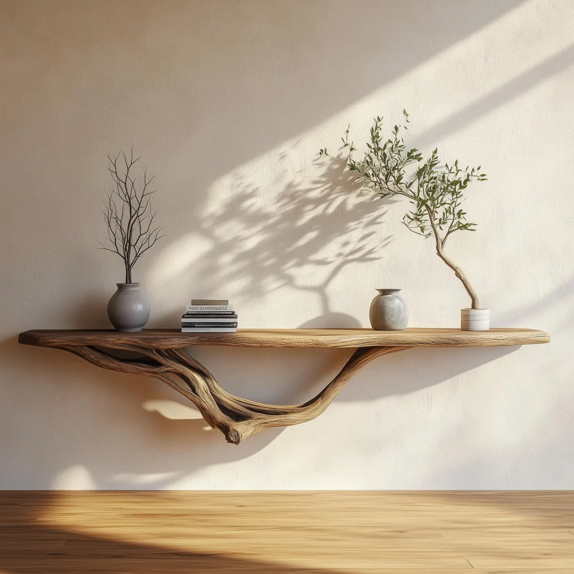 BranchLuxe Driftwood Wall Shelf – Handmade Live Edge Floating Shelf for Rustic & Boho Natural Decor - Bespoke Wood TTK