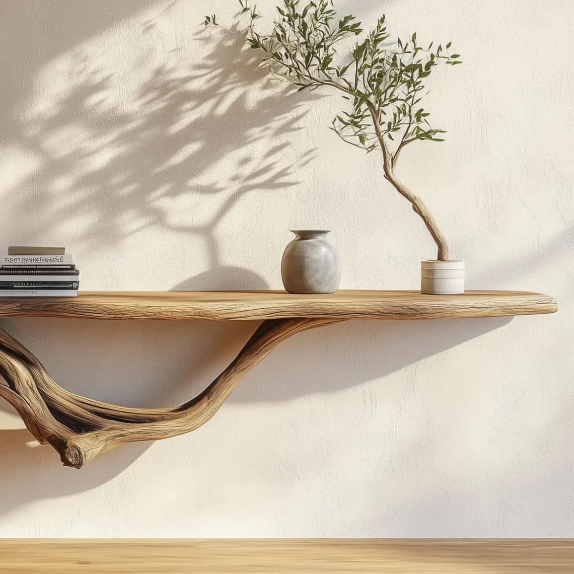 BranchLuxe Driftwood Wall Shelf – Handmade Live Edge Floating Shelf for Rustic & Boho Natural Decor - Bespoke Wood TTK