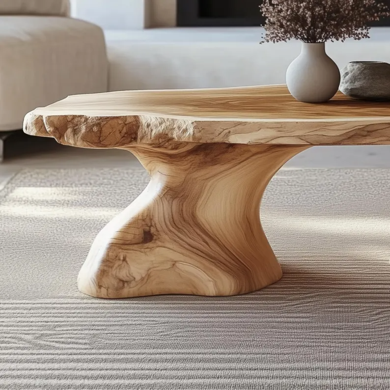 Organic Modern Sculptural Coffee Table – Japandi Wabi-Sabi Design - Bespoke Wood TTK