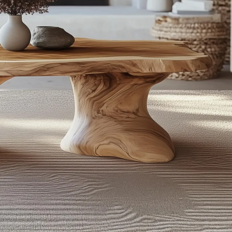 Organic Modern Sculptural Coffee Table – Japandi Wabi-Sabi Design - Bespoke Wood TTK