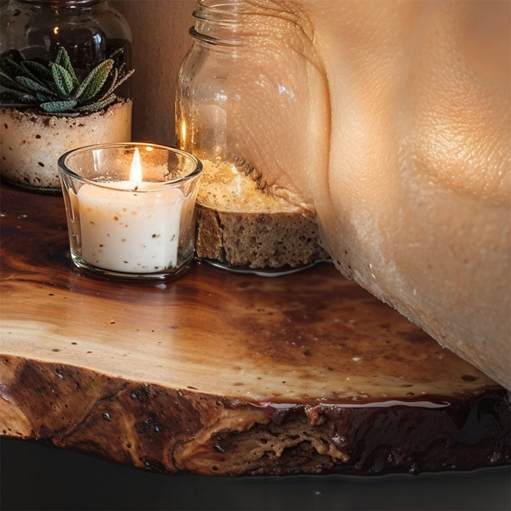GrainNest Live Edge Floating Shelves | Rustic Solid Wood Wall Decor - Bespoke Wood TTK